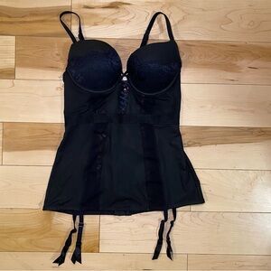 Black Lace Bustier Corset Top Y2K Push-Up Bra
